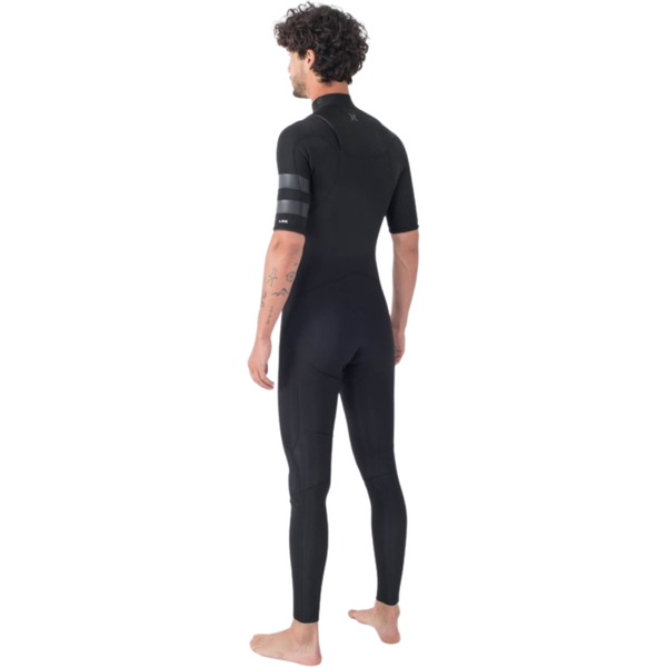 2025 Hurley Hommes Air 2/2mm Chest Zip Manches Courtes Combinaison Néoprène MFS0013212 - Black